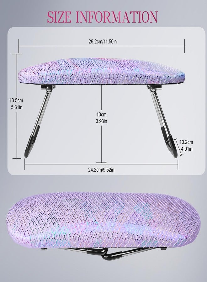 krofaue Professional Nail Hand Rest Stand - Nail Arm Rest High Density Sponge Foldable PU Leather Nail Arm Rest for Nail Tech with Non-Slip Stable Reduce Hand Fatigue Fit for Manicure Salon Use Purple - Image 2
